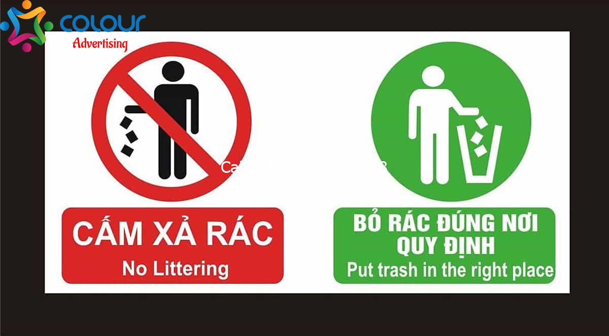 Biển báo cấm xả rác bừa bãi giữ gìn vệ sinh chung đẹp giá rẻ
