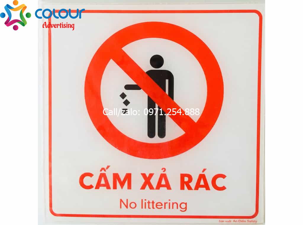 Biển báo cấm xả rác bừa bãi giữ gìn vệ sinh chung đẹp giá rẻ