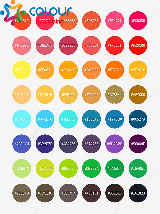 Bảng code mã màu HTML, CSS, RGB, CMYK chuẩn đầy đủ miễn phí